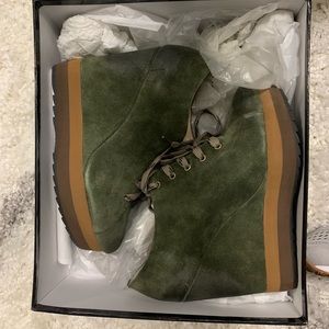 Boutique 9 suede wedge lace up shoes.